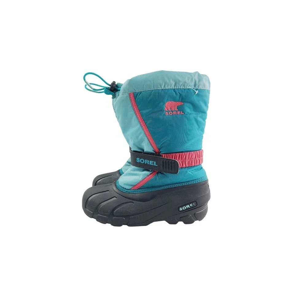 Sorel Waterproof Insulated Winter Boots Snow Girl Youth Size 4 Teal/Pk Color. KT